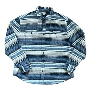 32 Bar Blues‎ Shirt Large Heavyweight Button Up Flannel Striped Southwestern